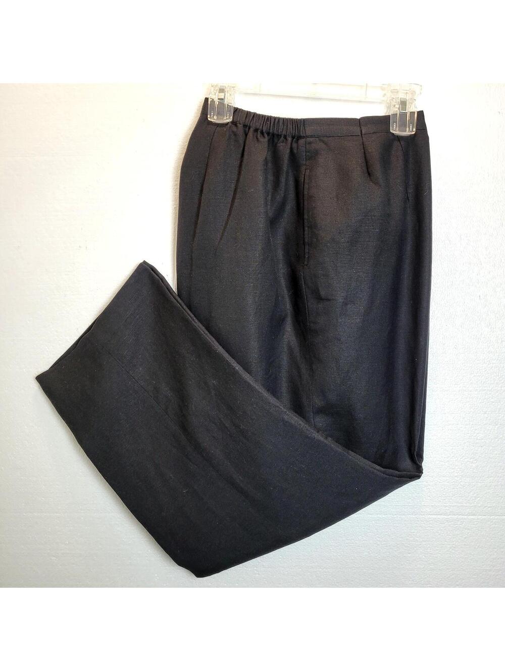 Victor Costa Black Linen Dress Pants Lined Size 2X